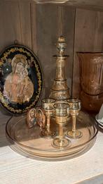 Oud Glazen Borrelsetje met Karaf, Antiek en Kunst, Antiek | Glas en Kristal, Ophalen of Verzenden