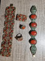 Antieke Chinese export sieraden set carneool, Sieraden, Tassen en Uiterlijk, Antieke sieraden, Ophalen of Verzenden, Zilver, Oorbellen
