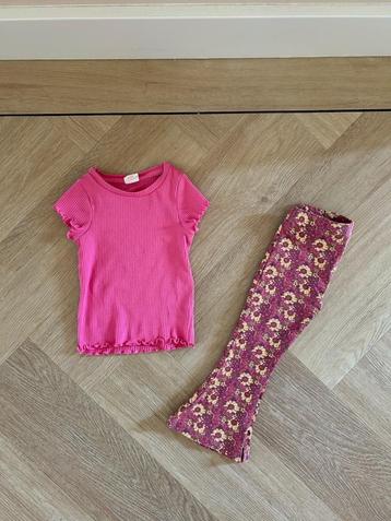Flare legging van Z8 + roze shirt van Hema, maat 86 / 92 beschikbaar voor biedingen
