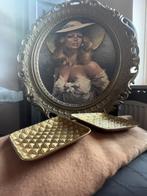 Metalen. Vierkante schaaltjes bloomingville pauw goudkleur, Huis en Inrichting, Ophalen of Verzenden, Gebruikt, Overige materialen