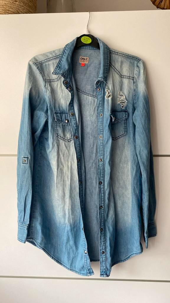 Mooie denim Only blouse, Kleding | Dames, Blouses en Tunieken, Zo goed als nieuw, Blauw, Ophalen of Verzenden
