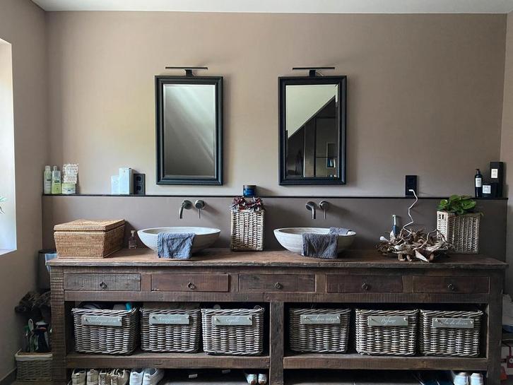 Badkamermeubel hout : natuursteen wastafel : waskom : wasbak, Huis en Inrichting, Badkamer | Complete badkamers, Ophalen