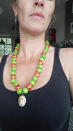 Nieuwe zelfgemaakte ketting kralen en hindoeïstische hanger, Sieraden, Tassen en Uiterlijk, Kettingen, Overige kleuren, Nieuw