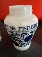 6 Potjes amarena fabbri wit melkglas met blauwe bloemen, Huis en Inrichting, Keuken | Servies, Ophalen, Zo goed als nieuw, Glas