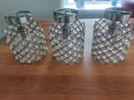 3 Hanglampen met kristallen, hoog 25 cm, diameter 18 cm, Ophalen of Verzenden, Zo goed als nieuw