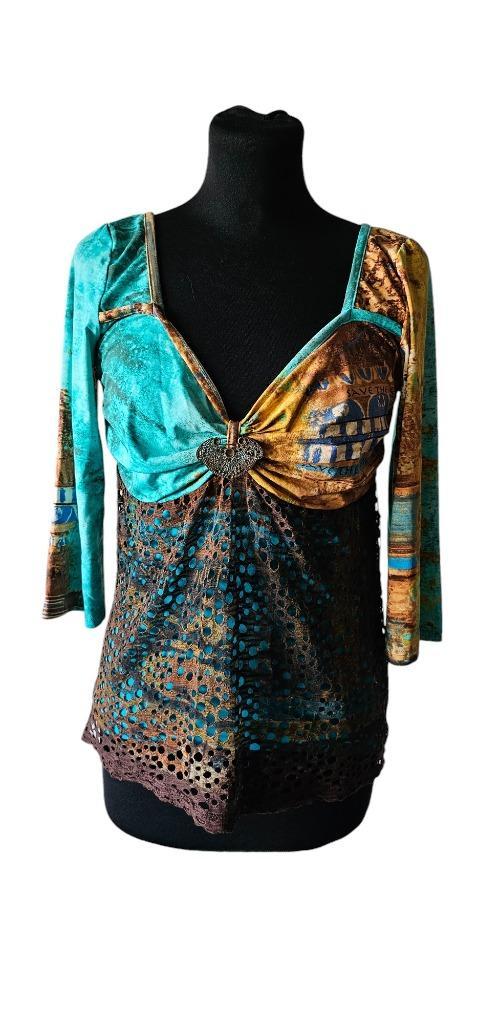kleurrijke top van Save of the queen maat xl (7923), Kleding | Dames, Tops, Maat 46/48 (XL) of groter, Overige kleuren, Korte mouw