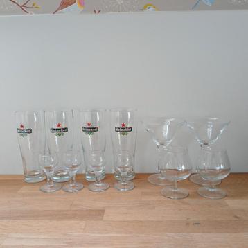 12 mooie glazen; Heineken Luminarc cognac cocktail zgan      beschikbaar voor biedingen