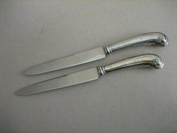 Antiek mes 2x pistoolgreep pistoolheft zilver beschikbaar voor biedingen