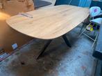 Tafel eiken deens ovaal 230x107 stalen matrixpoot, Huis en Inrichting, Tafels | Eettafels, Ophalen, 100 tot 150 cm, Vijf personen of meer