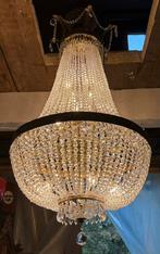 Imposante antieke kristallen Kroonluchter (200x90), Huis en Inrichting, Ophalen of Verzenden, Zo goed als nieuw, Glas, Mid-centuy  antiek vintage hollywood regencyw hotel chique