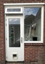 Hardhouten raamkozijn met buitendeur, klepraam en HR++ glas, Doe-het-zelf en Verbouw, Kozijnen en Schuifpuien, Ophalen, Gebruikt