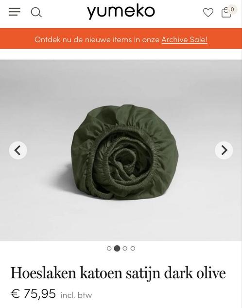 Hoeslaken yumeko, Huis en Inrichting, Slaapkamer | Beddengoed, Gebruikt, Hoeslaken of Sloop, Tweepersoons, Groen, Ophalen of Verzenden