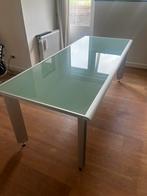 Prachtige glazen werk/spreek/eettafel 90 x 220 cm, Ophalen, In hoogte verstelbaar, Gebruikt, Bureau