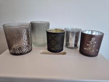 Decoratie glazen/ waxinelichtje houder (set van 5 stuks) beschikbaar voor biedingen