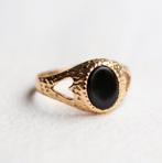 Vintage 9K goud Solitaire hart ring zegelring onyx - Maat 17, Sieraden, Tassen en Uiterlijk, Ophalen of Verzenden, Zo goed als nieuw