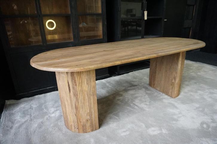 Eettafel Mangohout Naturel Ovaal 215x100x78, Huis en Inrichting, Tafels | Eettafels, Nieuw, 50 tot 100 cm, 150 tot 200 cm, Vijf personen of meer