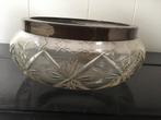 Antiek kristallen fruitschaal met massieve zilveren rand, Ophalen of Verzenden