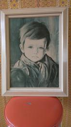 Huilend jongetje. Vintage. Schilderij in lijst., Antiek en Kunst, Ophalen of Verzenden