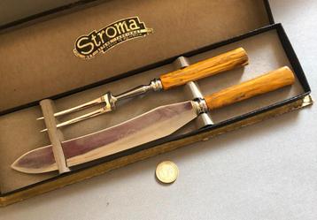 Vintage Stroma Trancheerset Vlees-Snijset, Bakelieten Heften beschikbaar voor biedingen