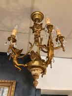Oude bronzen kroonluchter met 3 bronzen engelen, Ophalen