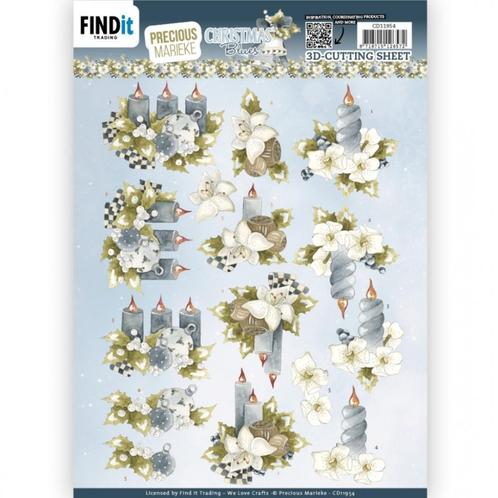Precious Marieke CD11954 Christmas Blues Blue Candles 3D kni, Hobby en Vrije tijd, Kaarten | Zelf maken, Nieuw, Knipvel, Kerst