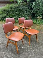 4 eetkamerstoelen (vintage/skai/jaren60), Ophalen, Gebruikt, Overige kleuren, Hout