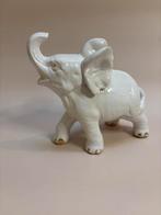 Vintage witte olifant met gouden accenten, Verzamelen, Beelden en Beeldjes, Ophalen of Verzenden, Gebruikt, Dier