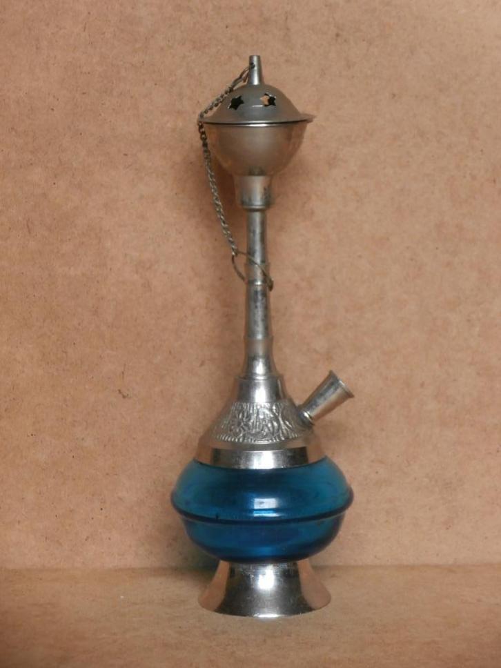 Verzilverde mini waterpijp hookah shisha reis onderweg model, Verzamelen, Rookartikelen, Aanstekers en Luciferdoosjes, Zo goed als nieuw