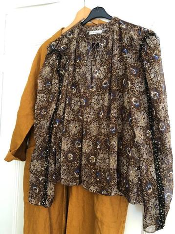 Ulla Johnson prachtige bruine zijden blouse mt 10 / M ZGAN beschikbaar voor biedingen