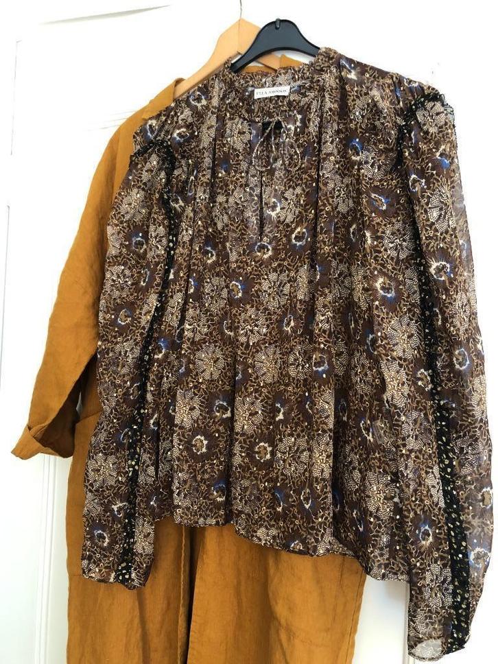 Ulla Johnson prachtige bruine zijden blouse mt 10 / M ZGAN, Kleding | Dames, Blouses en Tunieken, Zo goed als nieuw, Maat 38/40 (M)