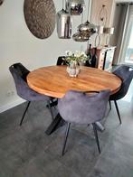Ronde eettafel mangohout, Ophalen, Rond, Zo goed als nieuw, 100 tot 150 cm