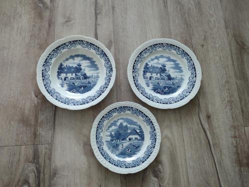 Prachtige antieke Delfts blauwe borden set, Boerenhoeve., Antiek en Kunst, Antiek | Servies los, Ophalen of Verzenden