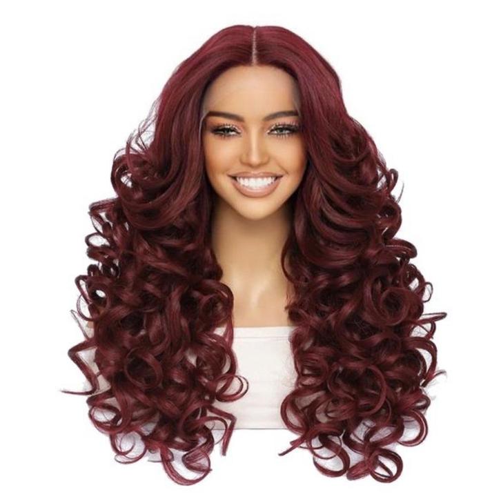 Luxe lace front pruik met superzachte krullen wijn, Sieraden, Tassen en Uiterlijk, Uiterlijk | Haarverzorging, Nieuw, Pruik of Haarverlenging