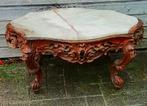 Vintage houten tafel met onyx blad, Huis en Inrichting, Ophalen, Gebruikt, Barok, 100 tot 150 cm