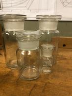 Antieke Apothekersflesjes met Brede Stop - Set van 4 Glasfle, Ophalen of Verzenden