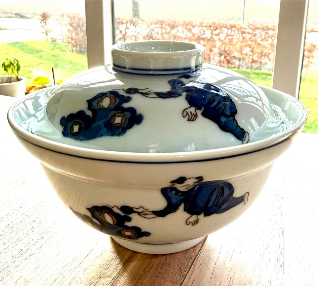 Japanse Rijstkom met Deksel - Gaiwan - Porselein, Ophalen of Verzenden