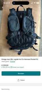 Kriega max 28L rugzak met 2x Harnass Pocket XL, Kleding | Heren, Ophalen of Verzenden, Zo goed als nieuw, Maat 56/58 (XL), Zwart