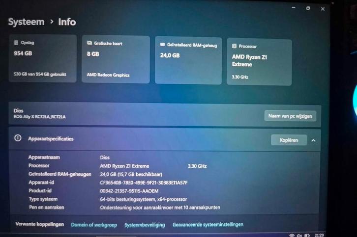 ASUS ROG Ally X RC72LA-NH007W, Computers en Software, Servers, Zo goed als nieuw, Ophalen