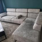 Hoekbank grijs microleder, Ophalen of Verzenden, Gebruikt, 75 tot 100 cm, Vierpersoons of meer