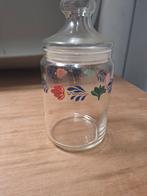 Glazen boerenbont pot met deksel en bloemmotief, Ophalen of Verzenden, Gebruikt