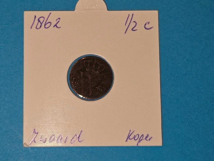 Halve cent 0,5 cent 1862, Postzegels en Munten, Munten | Nederland, Losse munt, Overige waardes, Koning Willem III, Ophalen of Verzenden