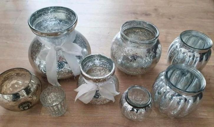Pakket zilveren theelichten, Huis en Inrichting, Woonaccessoires | Kandelaars en Kaarsen, Minder dan 25 cm, Overige materialen