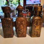 Bijzondere oude wijnflessen. Leer?, Antiek en Kunst, Ophalen of Verzenden