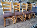 4 blank eiken stoelen, Huis en Inrichting, Stoelen, Blank eiken, Vier, Gebruikt, Hout