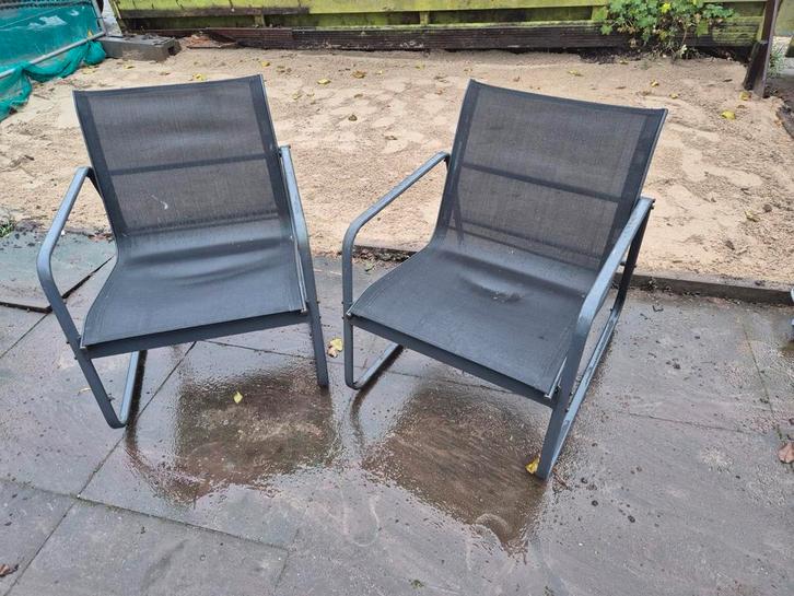 4 Lounge Stoeltjes - Tuinmeubilair, Tuin en Terras, Tuinstoelen, Gebruikt, Metaal, Ophalen