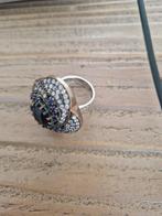Antieke, zilveren ring met saffieren. Maat 17., Ophalen of Verzenden, Zilver, Ring, Met edelsteen