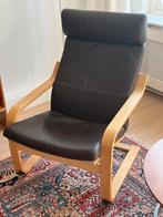 Ikea Poang stoel met donkerbruine leather-look bekleding, Ophalen, Zo goed als nieuw, 75 tot 100 cm, Leer