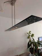 Elegante hanglamp met zwart glas en RVS details, Ophalen of Verzenden, Zo goed als nieuw, Glas, 75 cm of meer