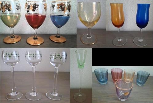 verschillende kleurige glazen, Verzamelen, Glas en Borrelglaasjes, Gebruikt, Overige typen, Ophalen of Verzenden