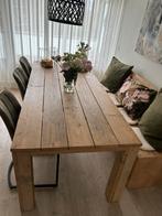 Steigerhouten tafel en bank, 200 cm of meer, Gebruikt, Rechthoekig, Ophalen of Verzenden